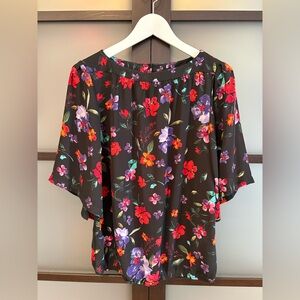 Reitmans Black Floral Blouse XS